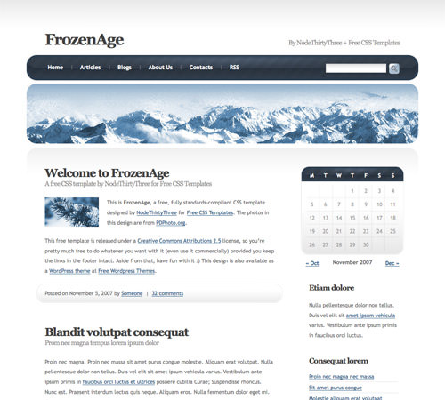 frozenage 60 High Quality Free Web Templates and Layouts