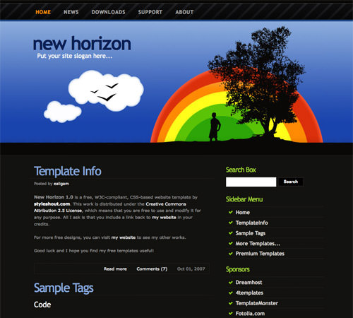 new horizon 60 High Quality Free Web Templates and Layouts
