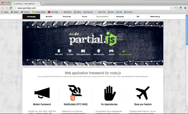 best node.js web framework - partialjs