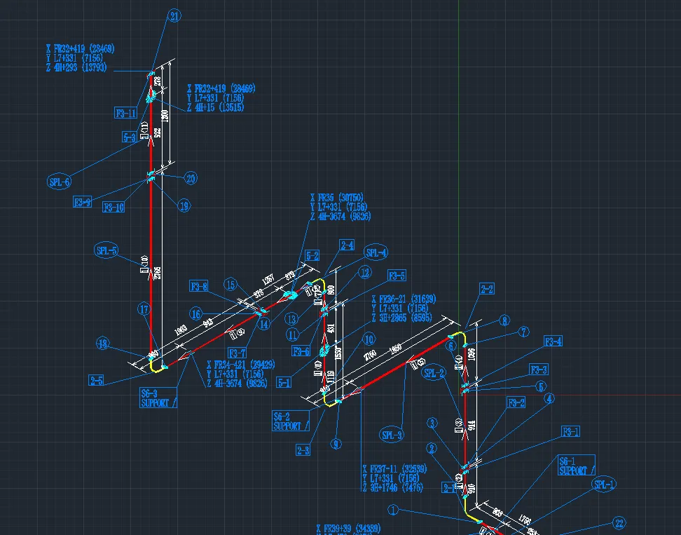 Pipe Isometric Drawing Generated by IsoAlgo