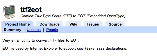 ttf2eot Command Line Utility