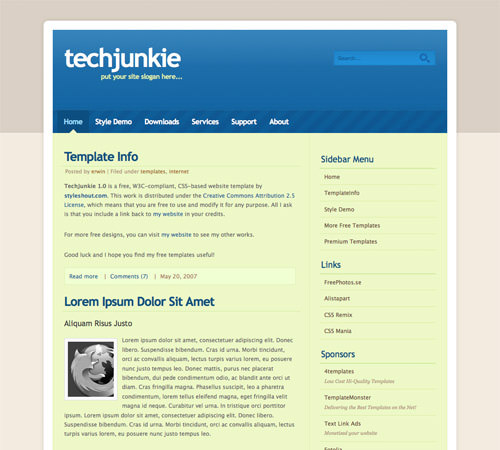 techjunkie 60 High Quality Free Web Templates and Layouts