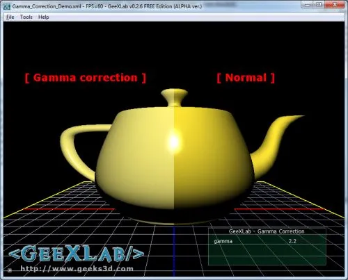 GeeXLab - Gamma correction