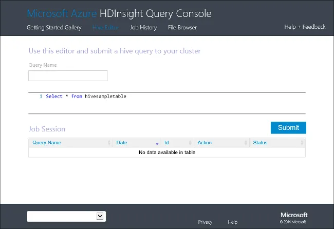 HDInsight cluster dashboard.