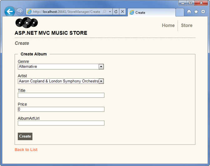 ASP.NET MVC Music Store教程（5)：编辑表单和模板 - firechun - firechun的博客