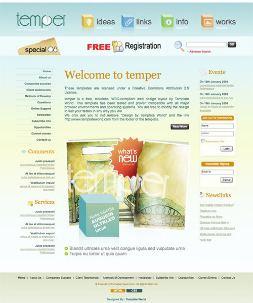 temper 60 High Quality Free Web Templates and Layouts