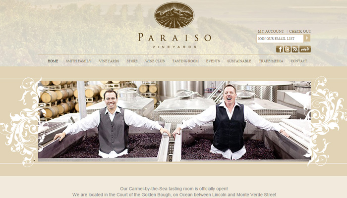 paraiso vineyards golden layout homepage
