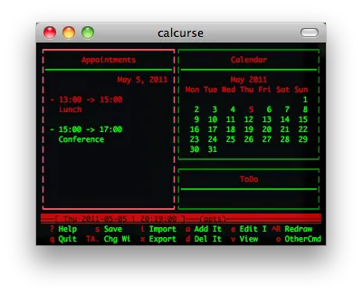 calcurse screenshot