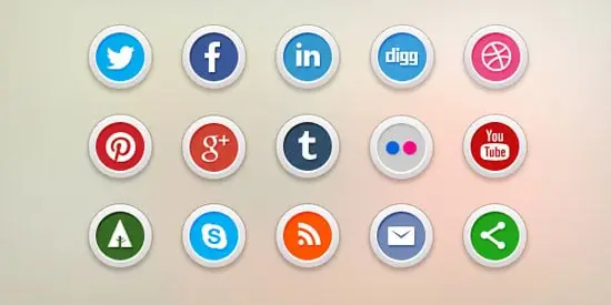 15 free social media icons (PSD & PNG)