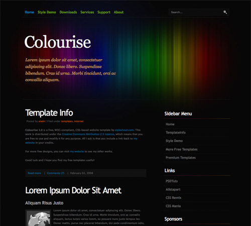 colourise 60 High Quality Free Web Templates and Layouts