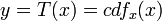 \ y = T(x) = cdf_x(x)