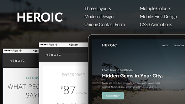 Heroic - Creative + Modern One Page HTML Template - Creative Site Templates