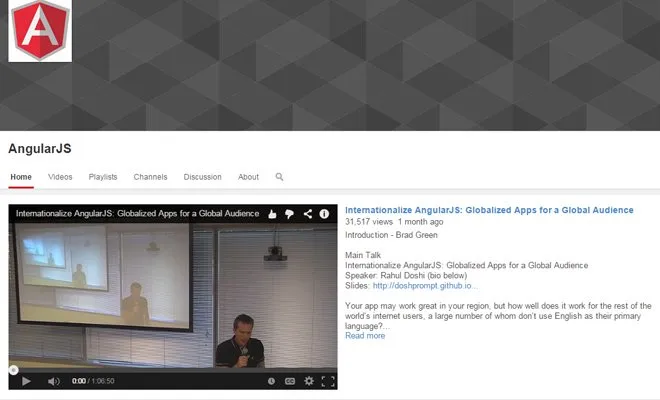 angular js youtube video channel