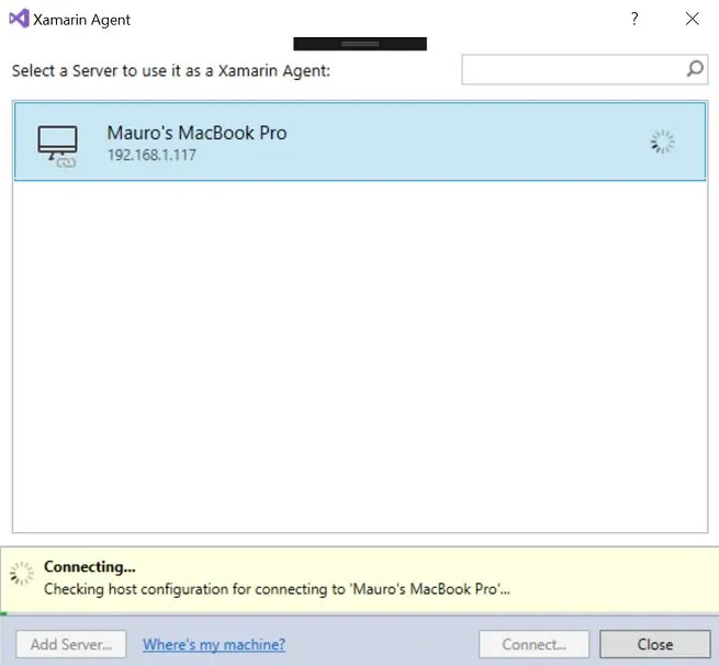 New connection workflow for the Xamarin Mac Agent.