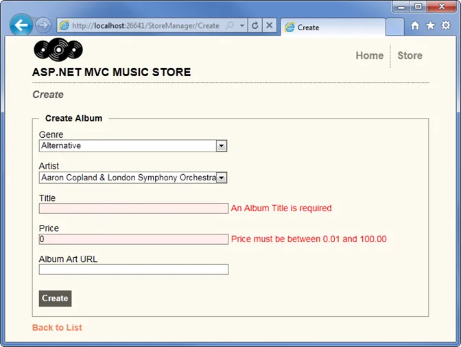 ASP.NET MVC Music Store教程（6)：使用数据注释为模型进行验证 - firechun - firechun的博客