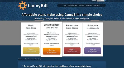 animated pricing column