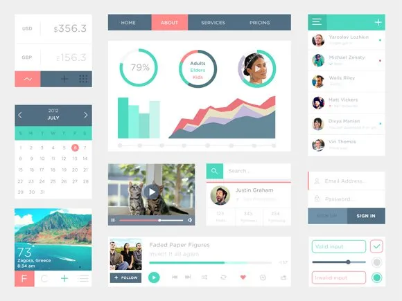 20 Fresh Flat UI Designs Free to Download