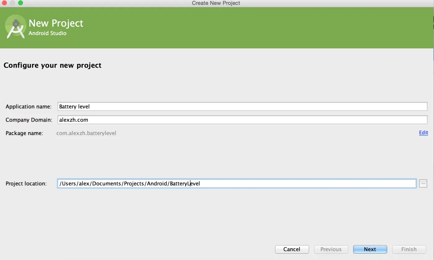 Create a project in Android Studio step1