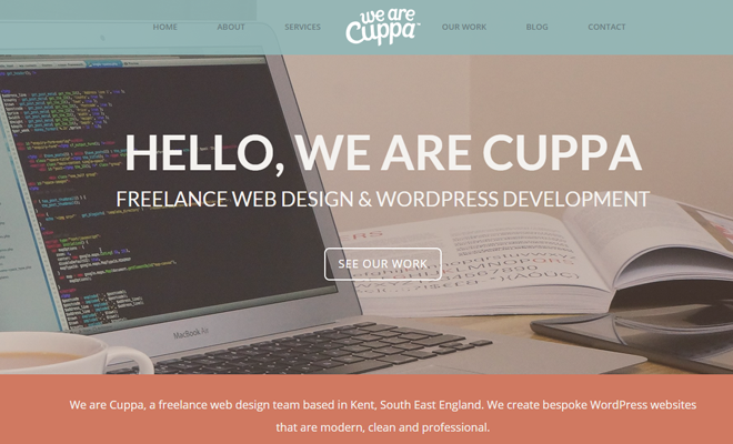 cuppa freelance web design homepage