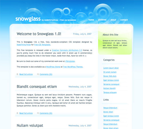 snowglass 60 High Quality Free Web Templates and Layouts