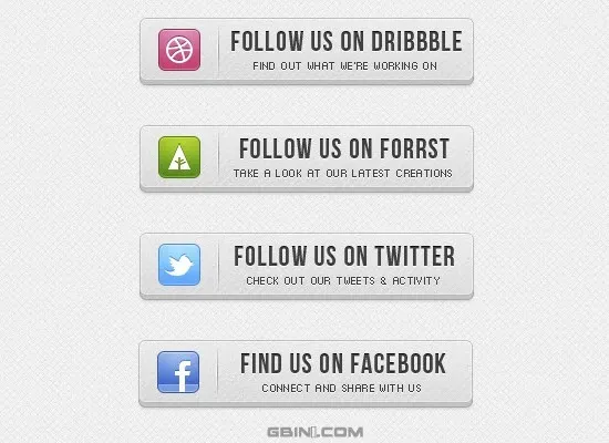 PSD 3D Social Buttons