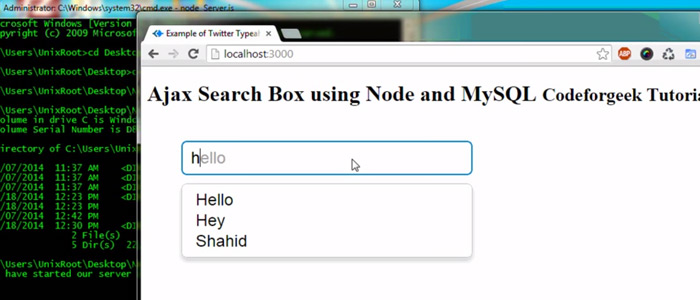ajax search box nodejs mysql