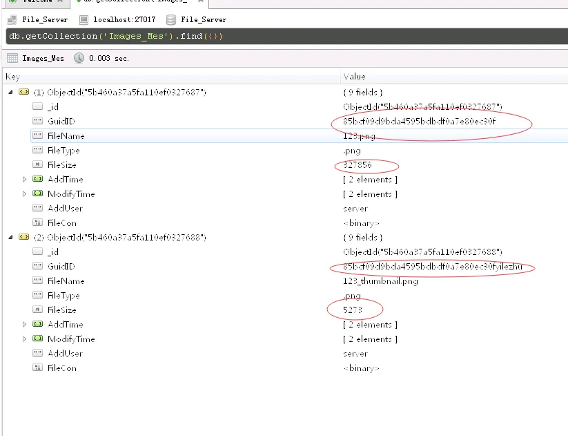 MongoDB查询结果